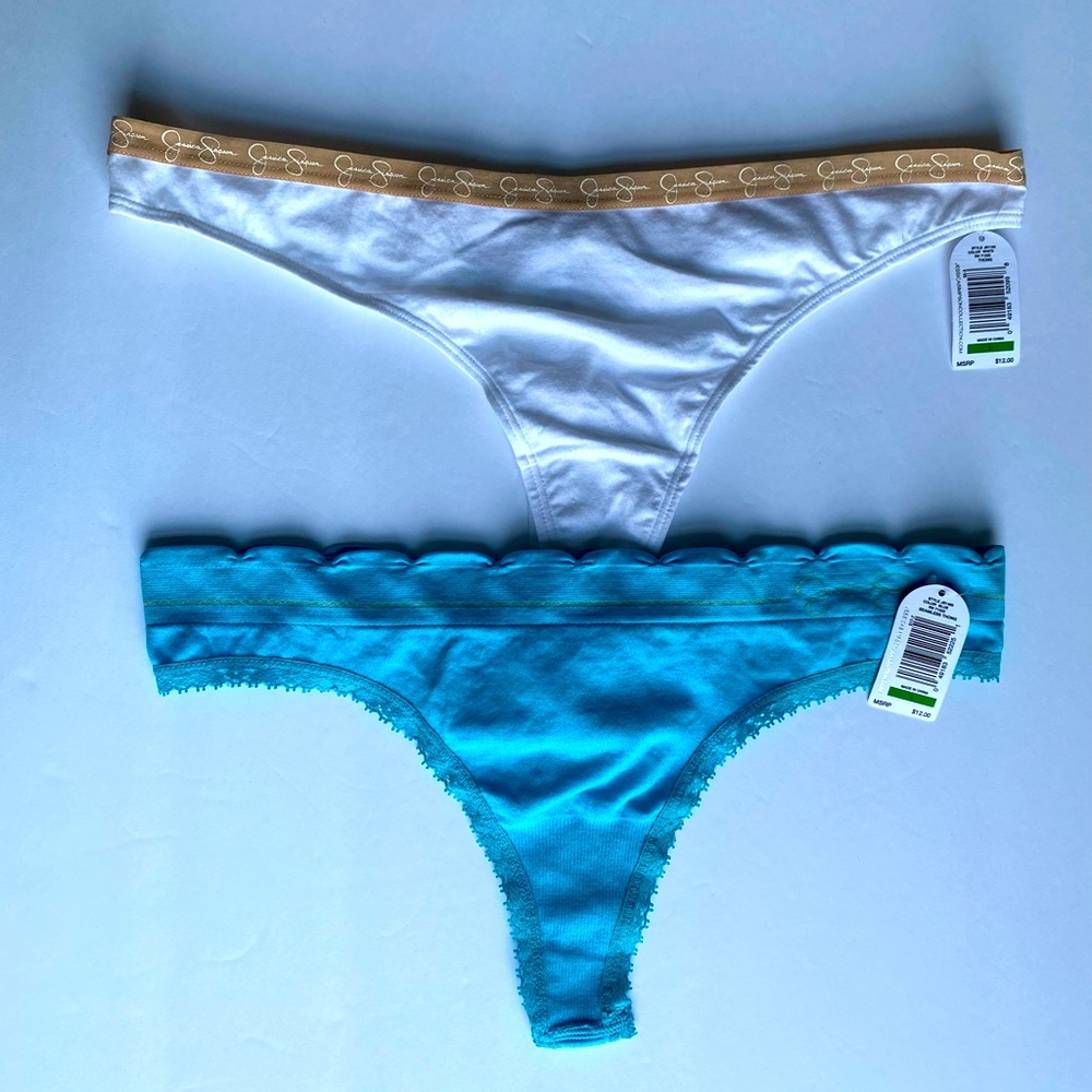 2 Jessica Simpson Thong Panties Underwear Sz L NWT